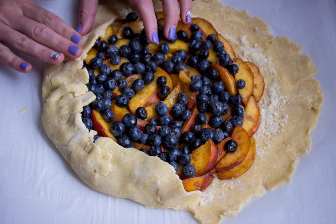 Preparing Peach Blueberry Gallete